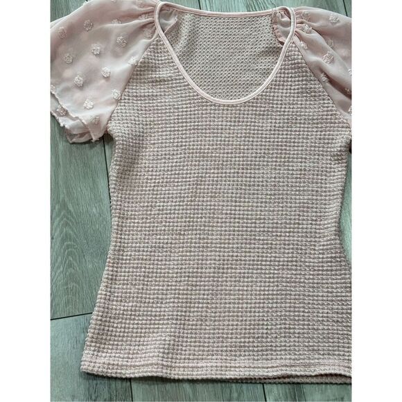 SHEIN pink and blue waffle blouse bundle size S - Picture 8 of 12